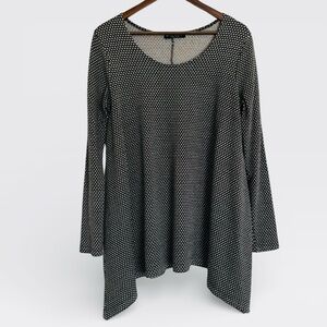 BRYN WALKER Jacquard Dot Knit Lagenlook Tunic‎ Black and  Ivory | Size Small